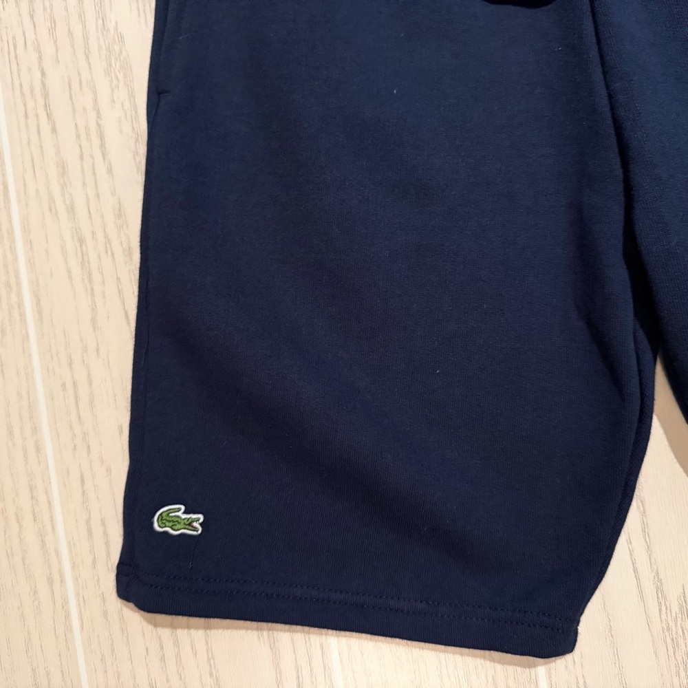 Lacoste Boys 10 Navy Core Fleece Shorts Logo Athletic NWT - Picture 5 of 14